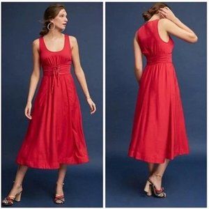 ANTHROPOLOGIE- Tracy Reese- Corset red tie front dress- 6- NWT